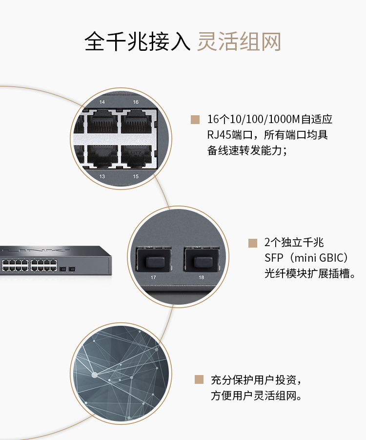 TP-LINK TL-SG3218全千兆16口網(wǎng)管型核心交換機(jī)