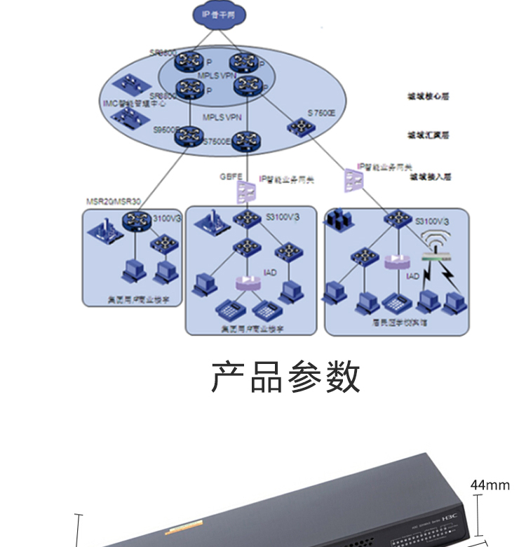 華三 24口千百兆組合管理交換機